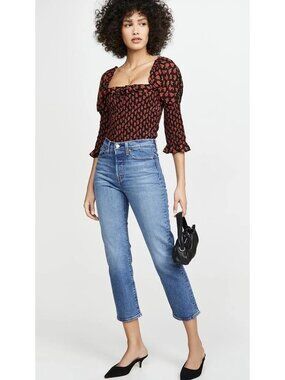 LEVI'S Women's Wedgie Straight Jeans Button Fly Ankle Length Medium Wash